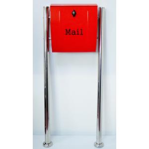 郵便ポスト郵便受けおしゃれかわいい人気北欧大型メールボックススタンド型プレミアムステンレスレッド赤色ポストpm021sの商品画像