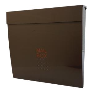 【特別セール】6月30日まで 郵便ポスト郵便受けおしゃれかわいい人気北欧大型メールボックス 壁掛け鍵付きマグネット付きつやありブラウン色ポストpm172-1｜aihome