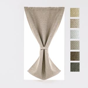 小窓用 オーダー 遮光カフェカーテン／生地サンプル／温もりのあるシンプルな太めストライプ柄の2級遮光カフェカーテン「レーテ」