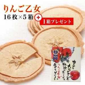 送料無料 プレゼント付き りんご乙女 16枚入×5箱+1箱プレゼント りんご お菓子 クッキー りんごせんべい RingoOtome 長野 お土産