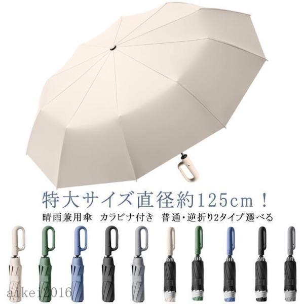 折りたたみ傘 直径125cm 大きい傘 2タイプ 日傘 完全遮光 自動開閉 逆さ傘 晴雨兼用傘 梅雨...