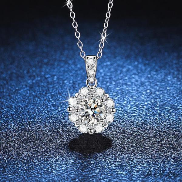 ネックレス レディース 40代 50代 一粒ネックレス モアサナイト 豪華 1カラット シルバー92...