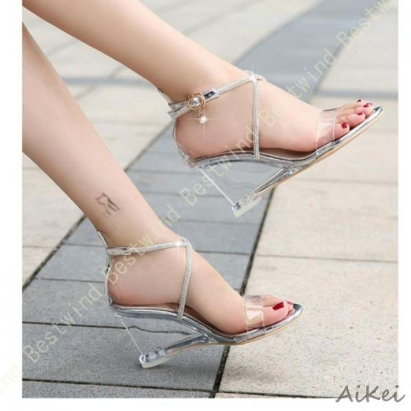 サンダル レディース 歩きやすい ウェッジソール アンクルストラップ 厚底 ヒール オープントゥ フ...