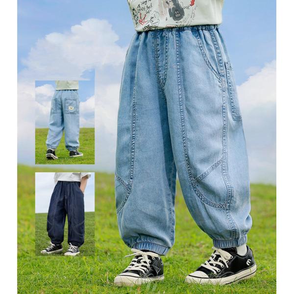 韓国子供服 男の子 デニムパンツ ストレート ジーンズ 子供パンツ ワイド ロング 長ズボン 春秋 ...
