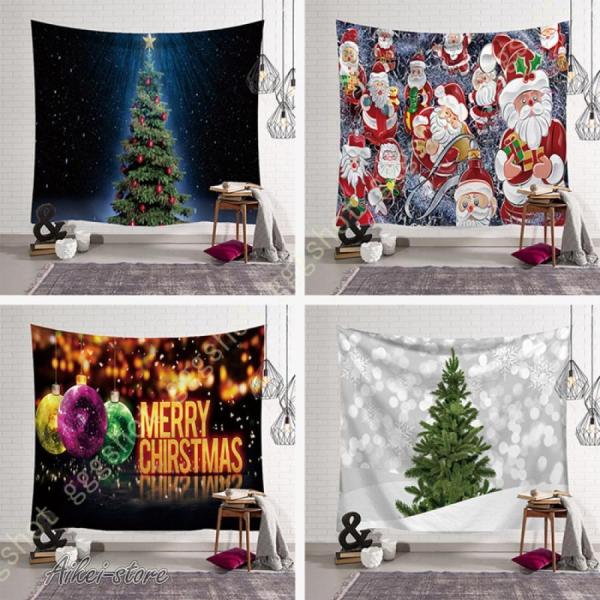 メリークリスマス タペストリー 雪花 クリスマスツリー クリスマスボール 壁掛けタペストリー 壁飾り...