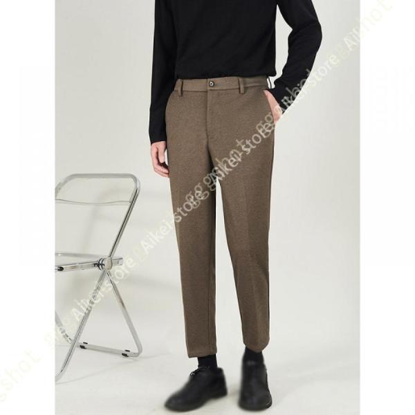 スラックス メンズ 秋冬 暖か スラックス ズボン パンツ 紳士服 ブラック ブラウン 黒 茶色 グ...