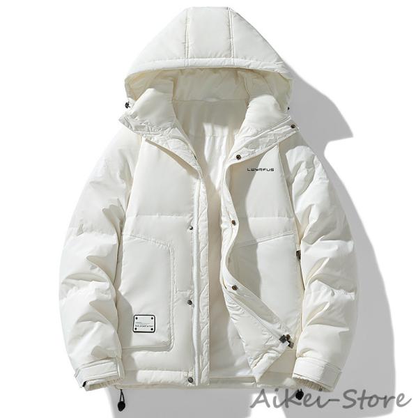 ダウンジャケット メンズ 白 防寒着 フード付き メンズアウター ダウン 防風 コート 暖かい 冬 ...