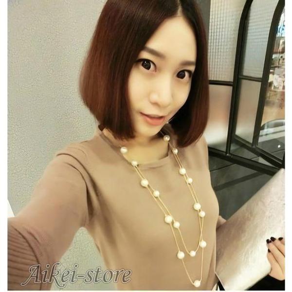 2連ネックレス ペンダント フェイクパール ロング レディース アクセサリー 長め 長い おしゃれ ...