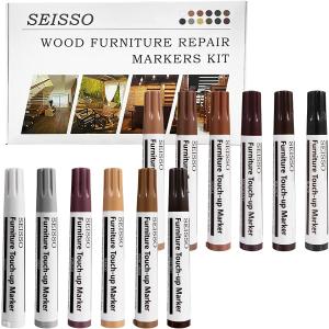 補修ペンセット キズ直し 12色入り メラミン適用 SEISSO キズ補修 木製品用 キズ隠し 家具 フローリング キズ補修 ディープカラー家具適用色 オーク色 ケヤキ色