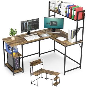 L字デスク 幅180cm 収納ラック付き DEWEL ゲーミングデスク 左右交換