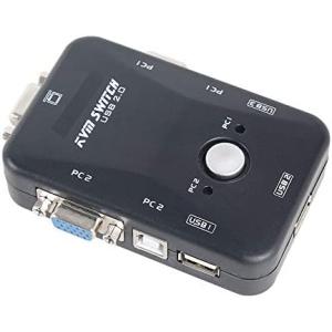 VGA/KVM切替器 2入力1出力 手動 USB2.0 ES-Tune USBケーブルでパソコンから...