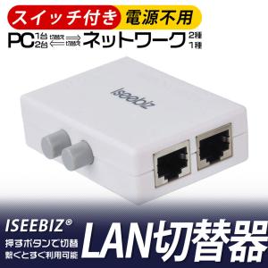 LAN 切替器 2→1 1→2 切り替え 全結線 物理的 Iseebiz 切替スイッチ付き 電気不要 LAN切替 スイッチ ネットワーク スイッチングハブ｜aikikabushiki