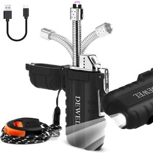 [7日限定10倍P付] 電子ライター プラズマライター ブラック 無炎電気ライター DEWEL USB充電式 キャンプ バーベキュー 花火 釣り 防風 防水 父の日 プレゼント