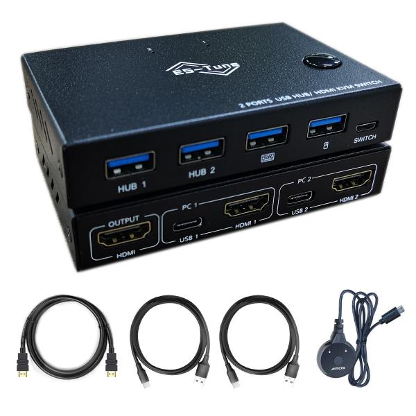 KVM切替器 USB/HDMIケーブル付き 数量限定キャンペーン USB切替器 2入力1出力 ES-...