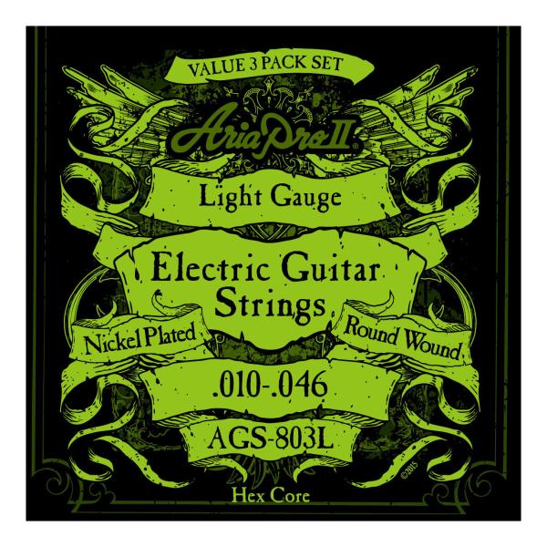 [弦×3セット]Aria AGS-803L×1パック(計3セット) エレキ弦3セットパック×1/メー...