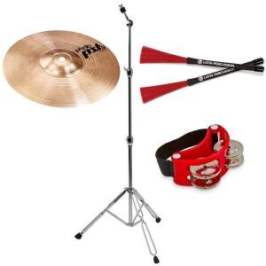10インチスプラッシュシンバル、スタンド、カホンブラシ、フットタンバリンセット PAiSTE PST-7 + CS-01 スプラッシュ シンバル シンバルスタンド セット