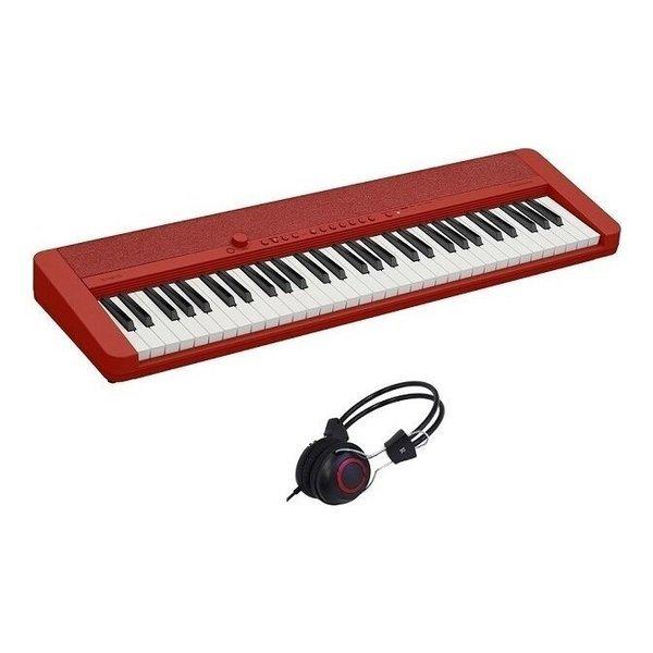 CASIO CT-S1RD+AHP-1000 61鍵盤 コンパクト電子キーボード+ヘッドホン Cas...