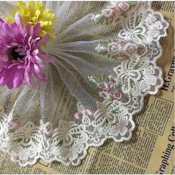 50cm単位　幅広レース　高品質レース　刺繍レース　花柄　上品レース　コスプレ　衣装　ドレス　インテ...