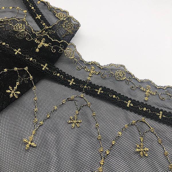 即納入荷　リバーレース　幅広20.4センチ　レースリボン　クロス　リボン　ゴスロリ系　ハロウィン　手...