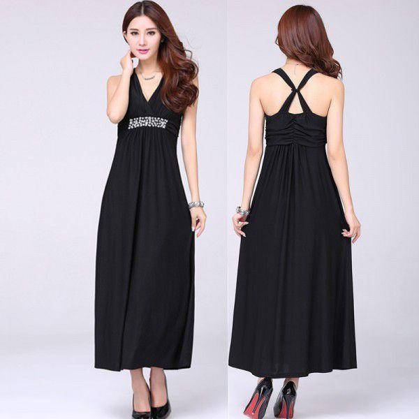 ロングドレス　ワンピース　バッククロス　現品限り　特価　レディース　ノースリーブ　パーティードレス　...