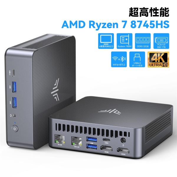 NiPoGi ミニpc Ryzen 7 8745HS mini pc 32GB DDR5-5600 ...