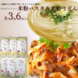 愛知県 / 送料無料 米粉うどん＆米粉パスタ 6食セット 米粉 麺 小麦卵アレルギー アトピー 食塩不使用 グルテンフリー コシヒカリ　｜aimarche