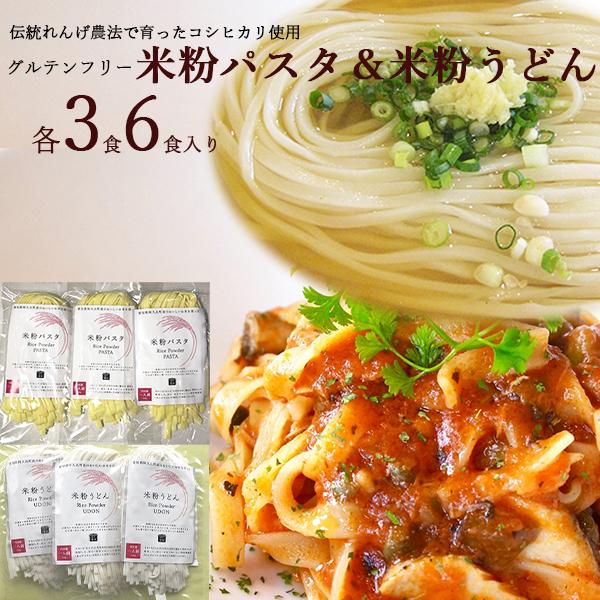 愛知県 / 送料無料 米粉うどん＆米粉パスタ 6食セット 米粉 麺 小麦卵アレルギー アトピー 食塩...
