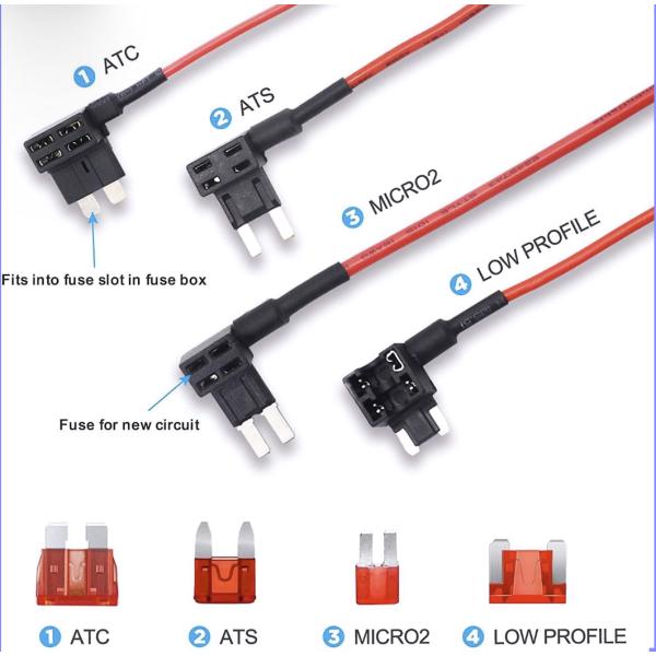 ヒューズ電源取り出し ケーブル 4種各2本セット 低背 mini micro2 平形 ミニ ロープロ...