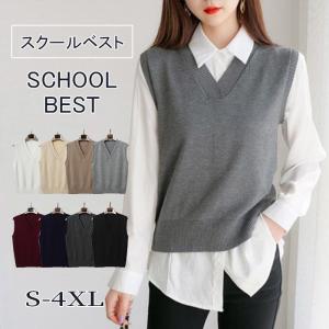 スクールベスト レディース メンズ 女子 男子 秋 冬 制服 ニット 学生服 高校 中学 学校 通学 紺 グレー Vネック