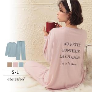 ルームウェア / バックプリント ロングTシャツ 上下セット / 女性 下着 レディース