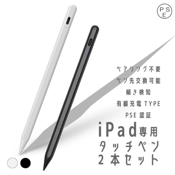 タッチペン 2set　iPad ペンシル　スタイラスペン　高感度　typeC充電　Apple Pen...