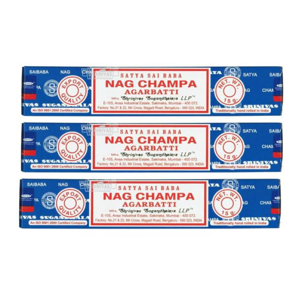 お香 ナグチャンパ 3箱セット サイババ SATYA サティヤ 15g スティック型 インド香 アロ...