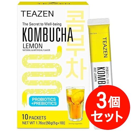 送料無料 TEAZEN コンブチャ レモン 1箱（10包）×3個セット ティーゼン KOMBUCHA...