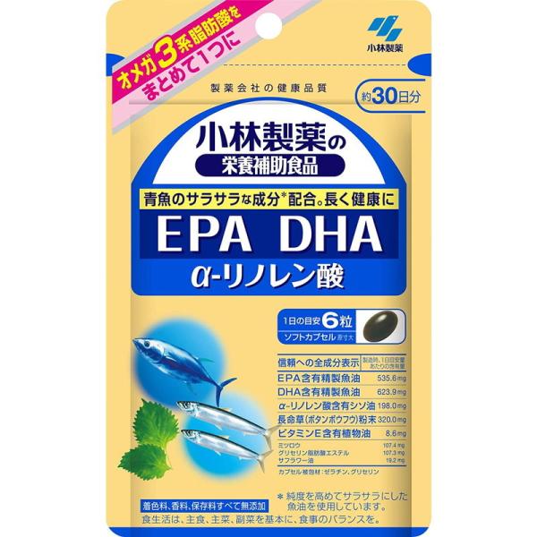 小林製薬 栄養補助食品 DHA EPA α-リノレン酸 180粒