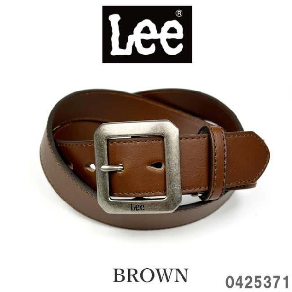 ブラウン Lee リー PUレザー ギャリソン ベルト 幅4cm 合成皮革 0602