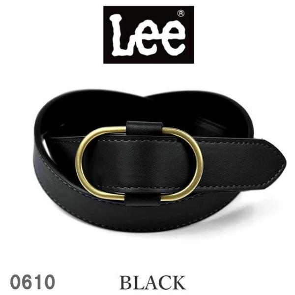ブラック LEE リー PUレザー ピンレス 2.8cm 合成皮革 リングベルト 0610