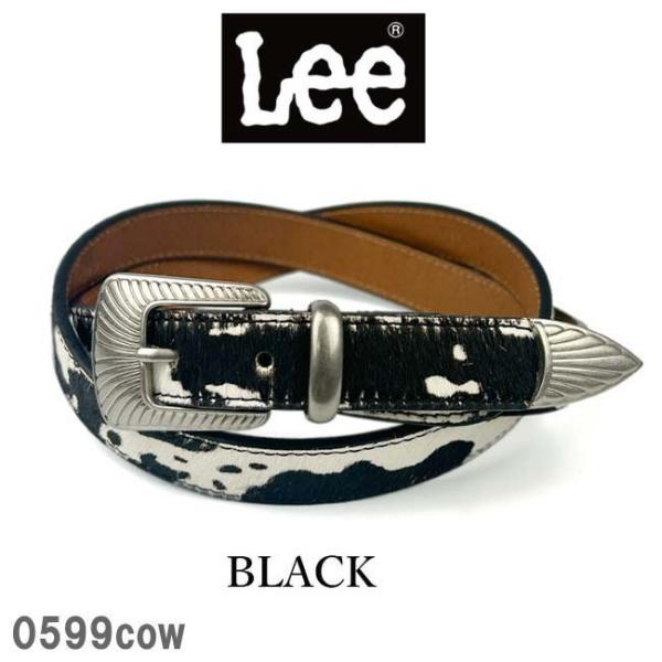 ブラック LEE リー 3点尾錠 0599cow ブンターレ ベルト ハラコ調 2.5cm タイト本...