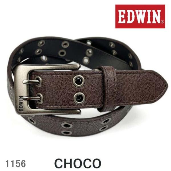 チョコ EDWIN エドウイン ダブルピン ベルト ロングサイズ PUレザー 1156