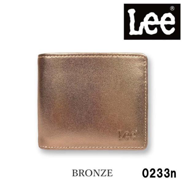 ブロンズ Lee リー リアルレザー メダルカラー 二折財布 フラップ 本革 0520233n