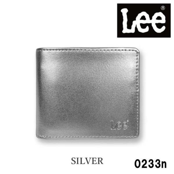 シルバー Lee リー リアルレザー メダルカラー 二折財布 フラップ 本革 0520233n