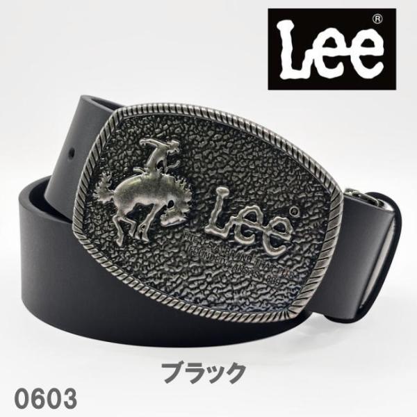 ブラック Lee リー 牛革 40mm トップバックルベルト 0603 クラシカル