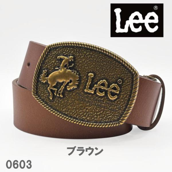 ブラウン Lee リー 牛革 40mm トップバックルベルト 0603 クラシカル
