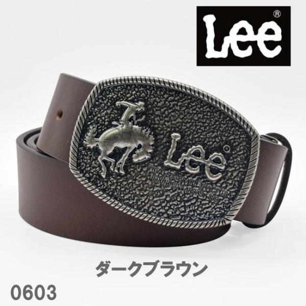 ダークブラウン Lee リー 牛革 40mm トップバックルベルト 0603 クラシカル