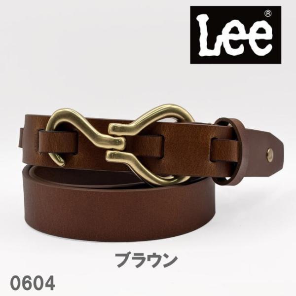 ブラウン Lee リー 牛革 30mm フックバックル ベルト 0604 メンズ レディース