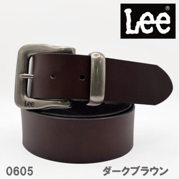 ダークブラウン Lee リー 牛革 40mm メタルループ ベルト 0605 メンズ レディース
