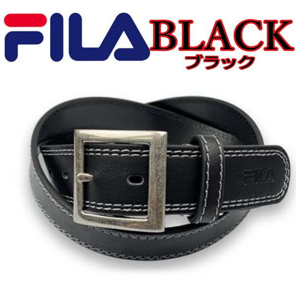 ブラック 黒 FILA フィラ ベルト ギャリソン ダブルステッチ