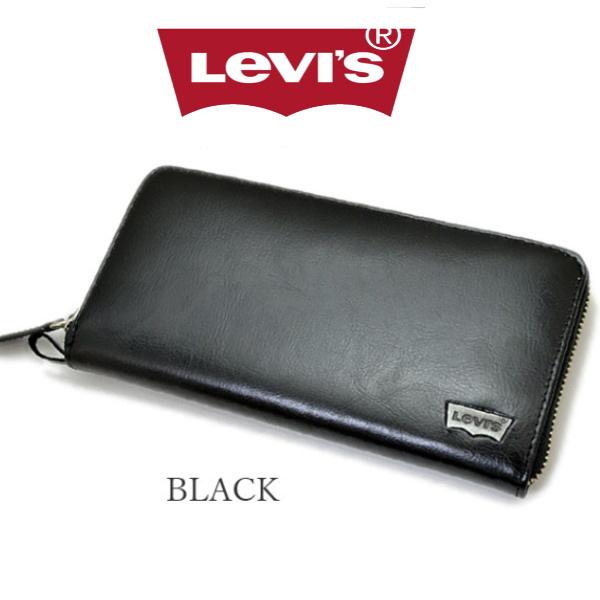 財布 メンズ 長財布 本革 Levis リーバイス ラウンドファスナー ブラック 黒 8203