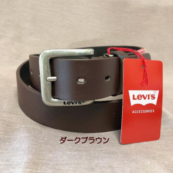 ベルト LEVI'S 本革 リーバイス 牛革 メンズベルト 35mm 6020 ダークブラウン 新品...