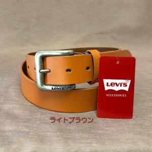 ベルト LEVI'S 本革 リーバイス 牛革 メンズベルト 35mm 6020 ライトブラウン 新品 本物  ロゴ入りバックル｜aimode-1