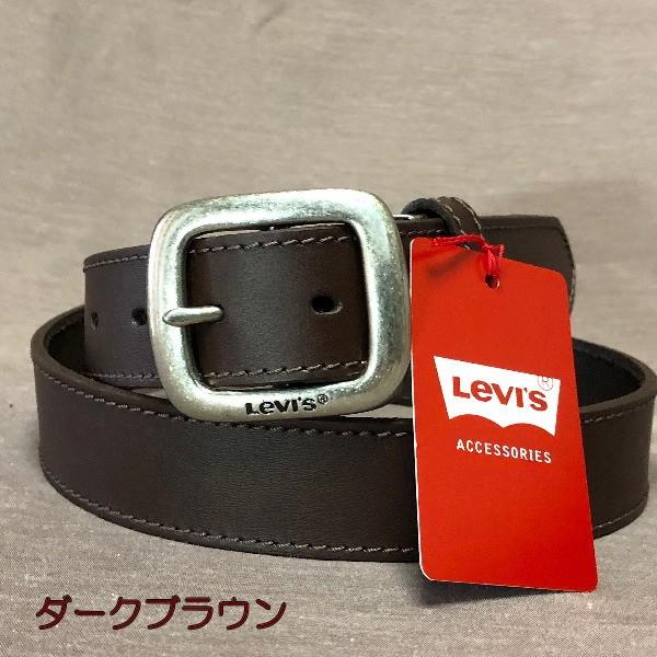 ベルト LEVI&apos;S 本革 リーバイス 牛革 メンズベルト 35mm 6021 ダークブラウン 新品...